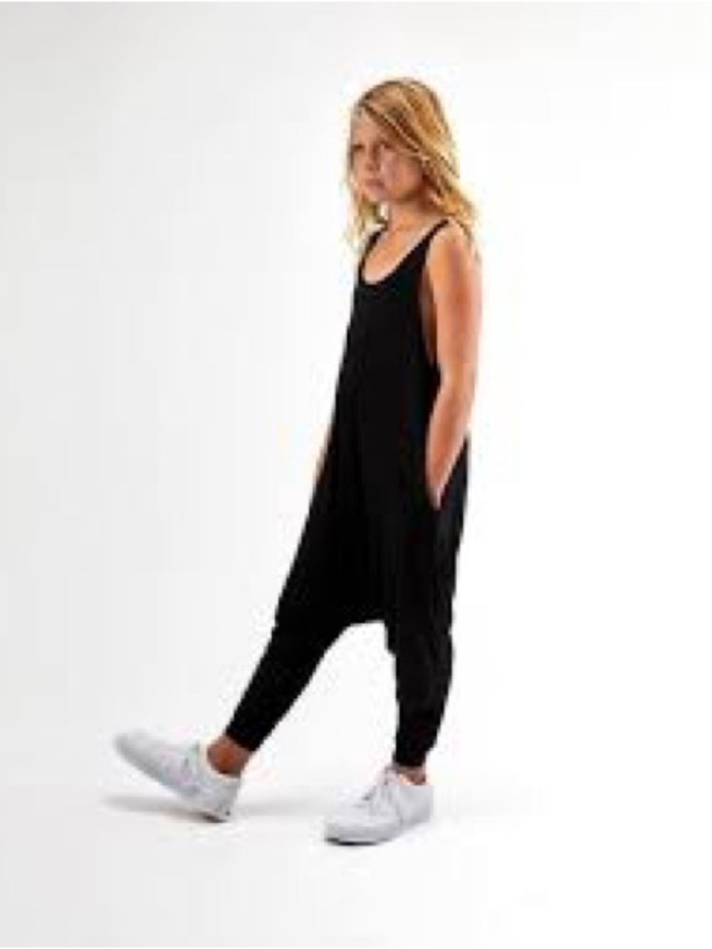 Big Kids Momper Romper Black Sleeveless Harem Jumpsuit size XS/S youth 6/8